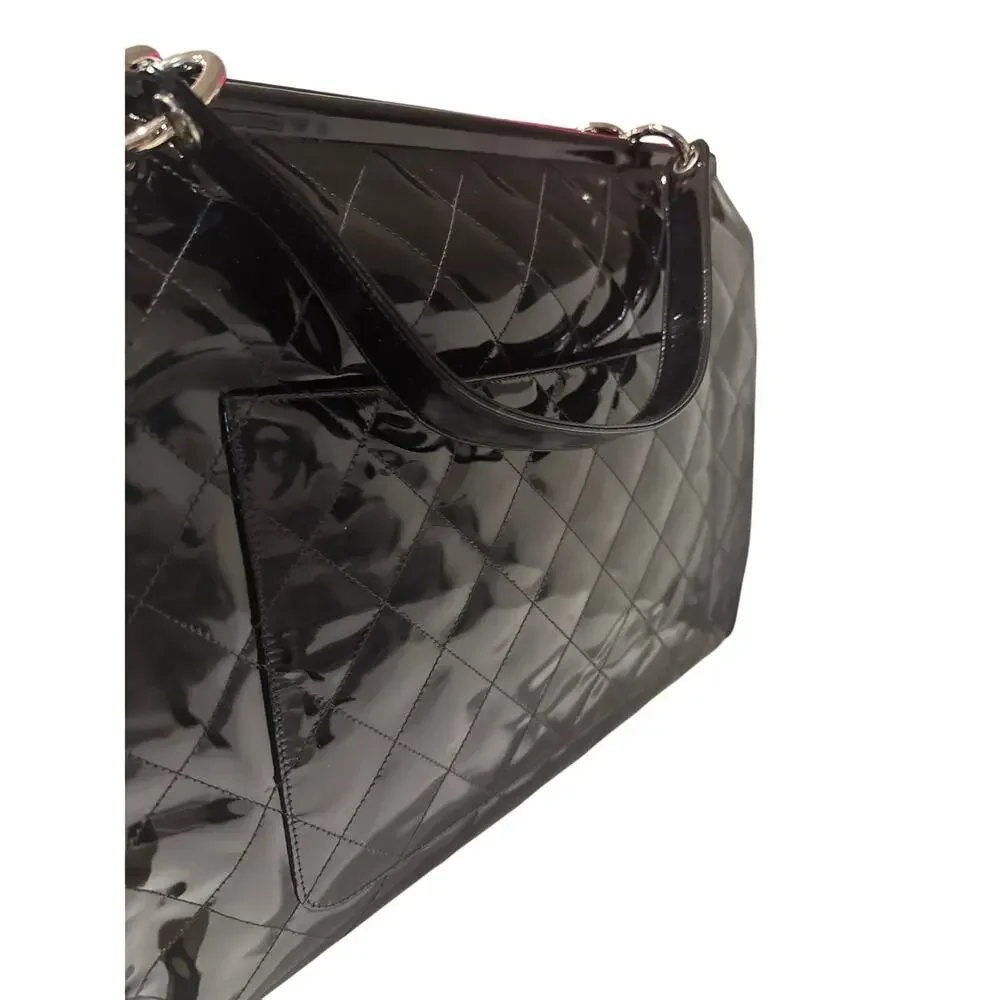 1996 Vintage Chanel Quilted Patent Leather Shopping Tote